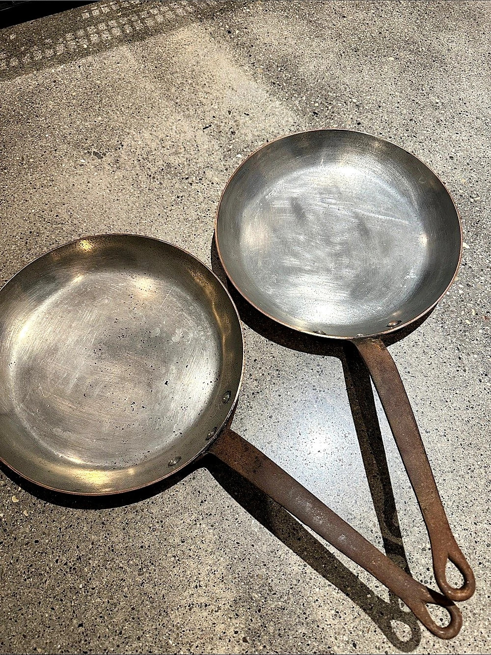 Metaux Ouvres Copper Frying Pans Set of 2